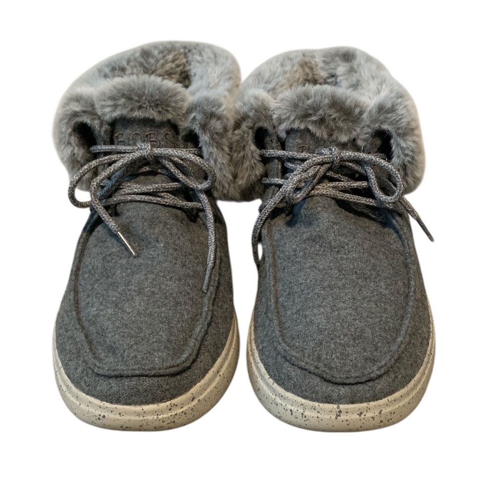 Skechers Bobs gray fleece lined casual shoes size 7 comfort memory foam sneakers - Picture 2 of 7